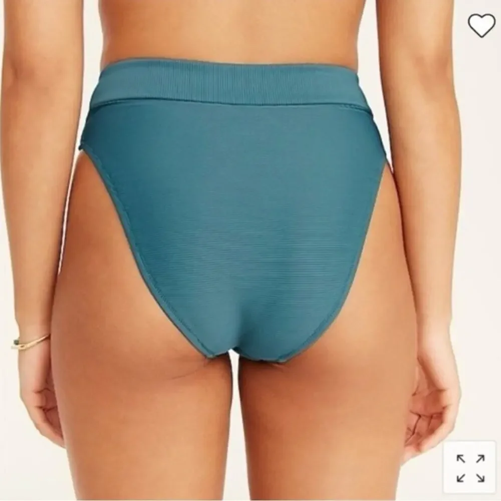 NEW J. Crew Ribbed Cross-front Cheeky Bikini Bottom, Green, Women's 3X BE812 $59